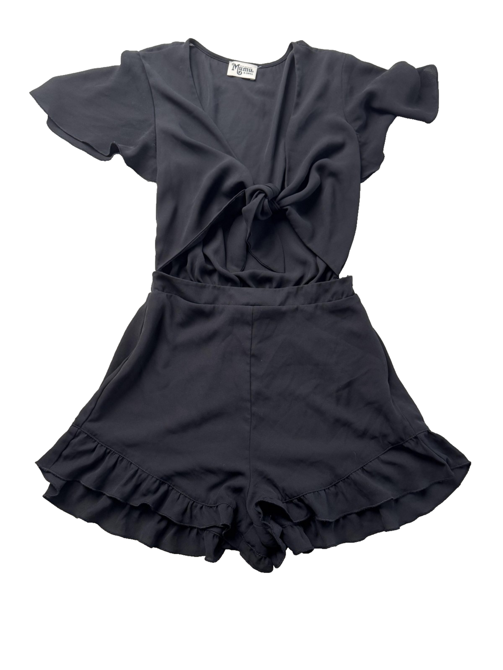 Show Me Your Mumu Romper Womens XS Tie Front Ruffle Hem Short Sleeve Playsuit